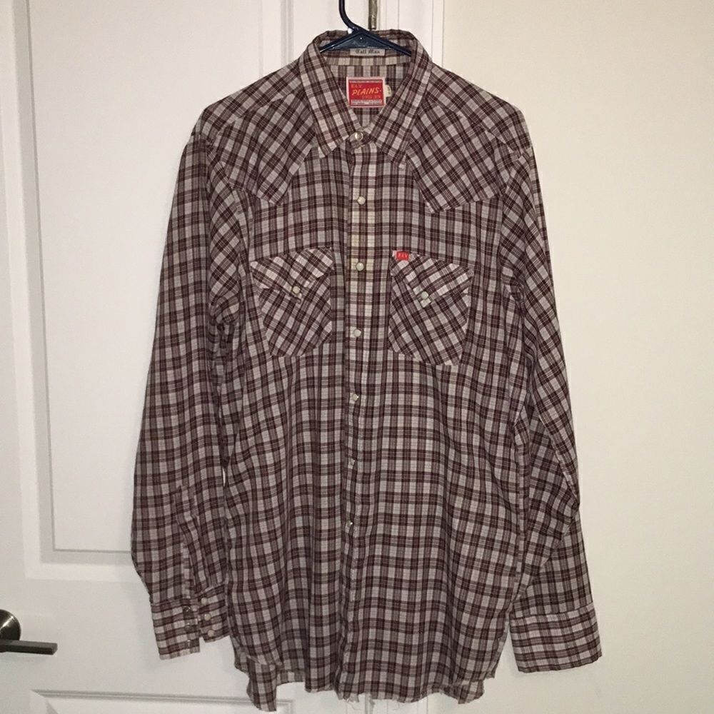 Ely Plains 100% Retro Western Pearl Snap Cowboy shirt17 x 37 tall man shirt XL